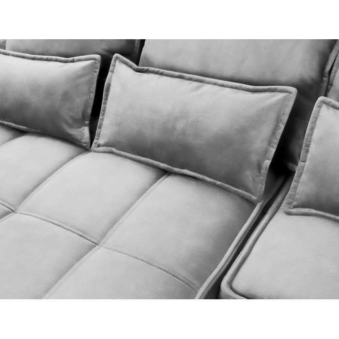Canapé d'angle LUCAS convertible 4 places gris clair tissu – gauche – 265x196cm 