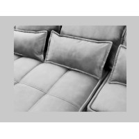 Canapé d'angle LUCAS convertible 4 places gris clair tissu – gauche – 265x196cm 