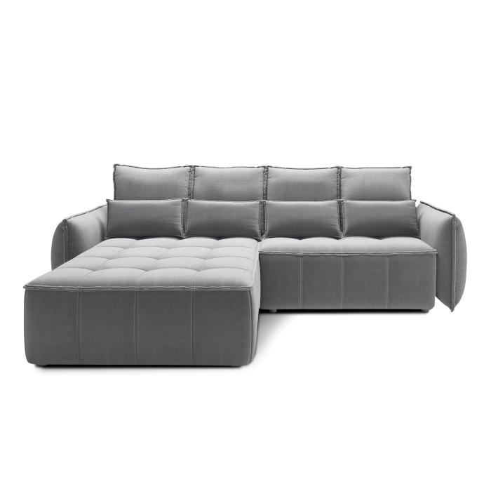Canapé d'angle LUCAS convertible 4 places gris foncé tissu – gauche – 265x196cm 