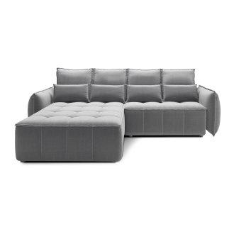 Canapé d'angle LUCAS convertible 4 places gris foncé tissu – gauche – 265x196cm 