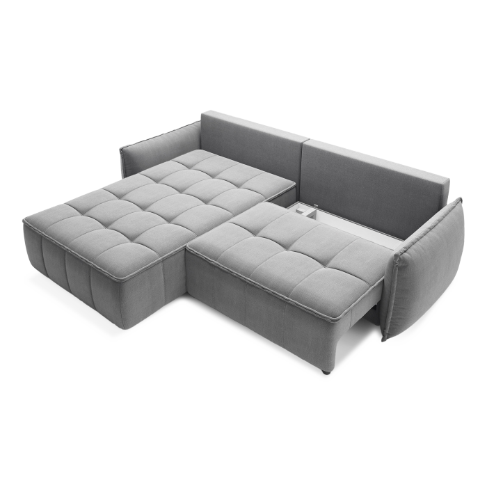 Canapé d'angle LUCAS convertible 4 places gris foncé tissu – gauche – 265x196cm 