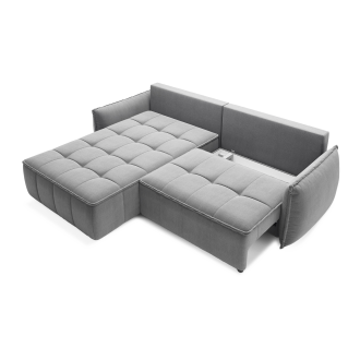 Canapé d'angle LUCAS convertible 4 places gris foncé tissu – gauche – 265x196cm 