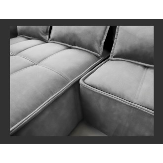 Canapé d'angle LUCAS convertible 4 places gris foncé tissu – gauche – 265x196cm 