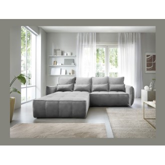 Canapé d'angle LUCAS convertible 4 places gris foncé tissu – gauche – 265x196cm 