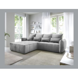 Canapé d'angle LUCAS convertible 4 places gris foncé tissu – gauche – 265x196cm 
