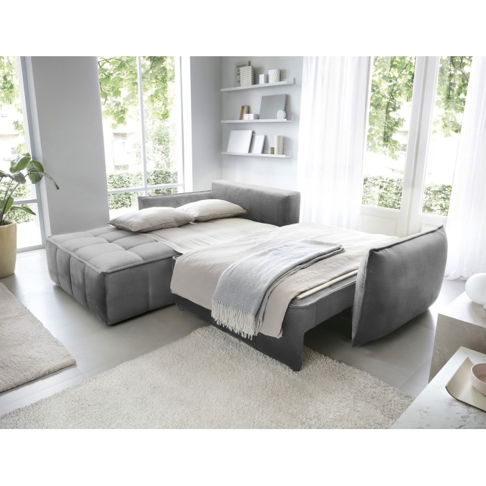 Canapé d'angle LUCAS convertible 4 places gris foncé tissu – gauche – 265x196cm 