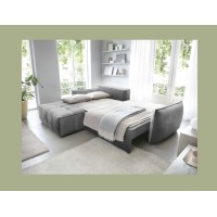 Canapé d'angle LUCAS convertible 4 places gris foncé tissu – gauche – 265x196cm 