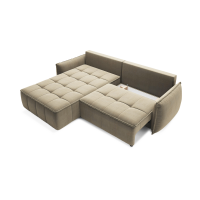 Canapé d'angle LUCAS convertible 4 places marron clair tissu – gauche – 265x196cm 