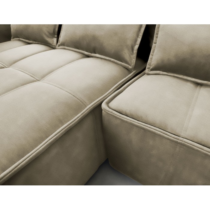 Canapé d'angle LUCAS convertible 4 places marron clair tissu – gauche – 265x196cm 