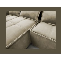 Canapé d'angle LUCAS convertible 4 places marron clair tissu – gauche – 265x196cm 