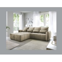 Canapé d'angle LUCAS convertible 4 places marron clair tissu – gauche – 265x196cm 