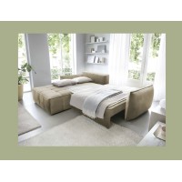 Canapé d'angle LUCAS convertible 4 places marron clair tissu – gauche – 265x196cm 