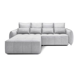 Canapé d'angle LUCAS convertible 4 places gris clair tissu – gauche – 265x196cm 