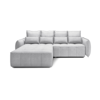 Canapé d'angle LUCAS convertible 4 places gris clair tissu – gauche – 265x196cm 
