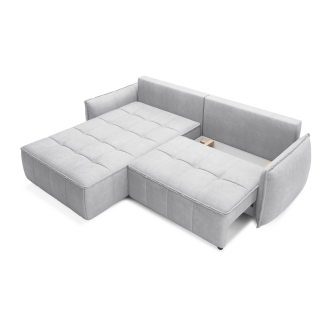 Canapé d'angle LUCAS convertible 4 places gris clair tissu – gauche – 265x196cm 
