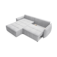 Canapé d'angle LUCAS convertible 4 places gris clair tissu – gauche – 265x196cm 