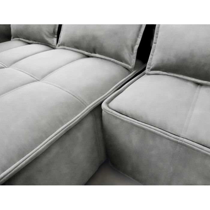 Canapé d'angle LUCAS convertible 4 places gris clair tissu – gauche – 265x196cm 
