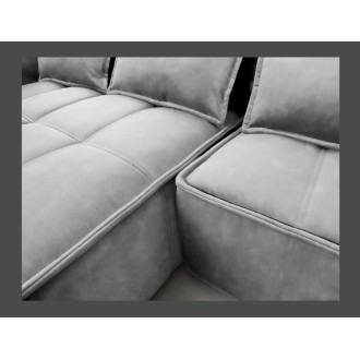 Canapé d'angle LUCAS convertible 4 places gris clair tissu – gauche – 265x196cm 