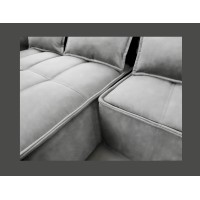 Canapé d'angle LUCAS convertible 4 places gris clair tissu – gauche – 265x196cm 