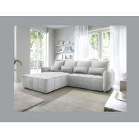 Canapé d'angle LUCAS convertible 4 places gris clair tissu – gauche – 265x196cm 