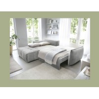 Canapé d'angle LUCAS convertible 4 places gris clair tissu – gauche – 265x196cm 