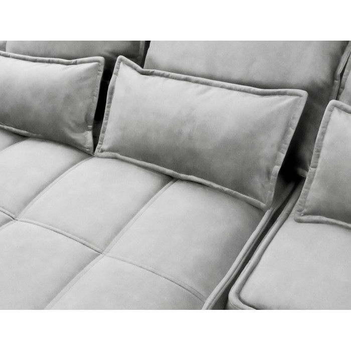 Canapé d'angle LUCAS convertible 4 places gris clair tissu – gauche – 265x196cm 