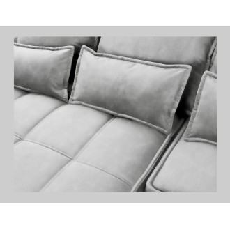 Canapé d'angle LUCAS convertible 4 places gris clair tissu – gauche – 265x196cm 