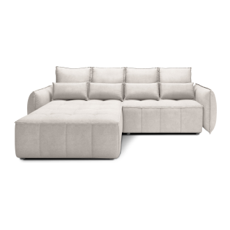 Canapé d'angle LUCAS convertible 4 places beige tissu – gauche – 265x196cm 