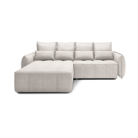 Canapé d'angle LUCAS convertible 4 places beige tissu – gauche – 265x196cm 