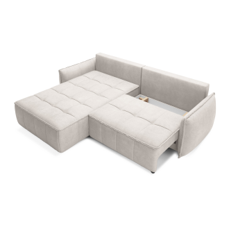 Canapé d'angle LUCAS convertible 4 places beige tissu – gauche – 265x196cm 