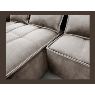 Canapé d'angle LUCAS convertible 4 places beige tissu – gauche – 265x196cm 