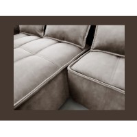 Canapé d'angle LUCAS convertible 4 places beige tissu – gauche – 265x196cm 