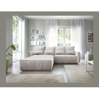Canapé d'angle LUCAS convertible 4 places beige tissu – gauche – 265x196cm 