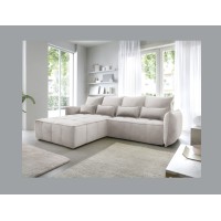 Canapé d'angle LUCAS convertible 4 places beige tissu – gauche – 265x196cm 