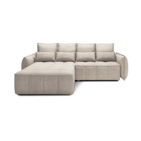 Canapé d'angle LUCAS convertible 4 places beige tissu – gauche – 265x196cm 