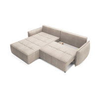 Canapé d'angle LUCAS convertible 4 places beige tissu – gauche – 265x196cm 