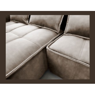Canapé d'angle LUCAS convertible 4 places beige tissu – gauche – 265x196cm 