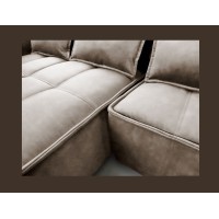Canapé d'angle LUCAS convertible 4 places beige tissu – gauche – 265x196cm 