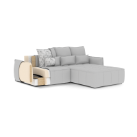 Canapé d'angle LUCAS convertible 4 places beige tissu – gauche – 265x196cm 