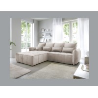 Canapé d'angle LUCAS convertible 4 places beige tissu – gauche – 265x196cm 
