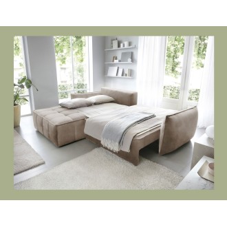 Canapé d'angle LUCAS convertible 4 places beige tissu – gauche – 265x196cm 