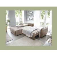 Canapé d'angle LUCAS convertible 4 places beige tissu – gauche – 265x196cm 