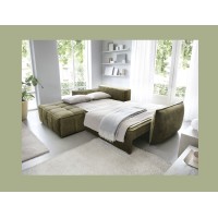 Canapé d'angle LUCAS convertible 4 places vert tissu – gauche – 265x196cm 