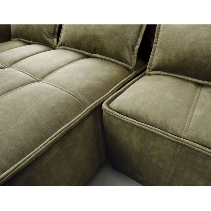 Canapé d'angle LUCAS convertible 4 places vert tissu – gauche – 265x196cm 