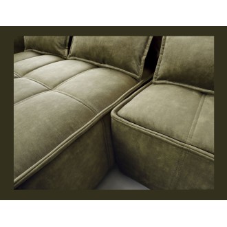 Canapé d'angle LUCAS convertible 4 places vert tissu – gauche – 265x196cm 