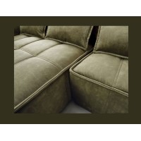Canapé d'angle LUCAS convertible 4 places vert tissu – gauche – 265x196cm 