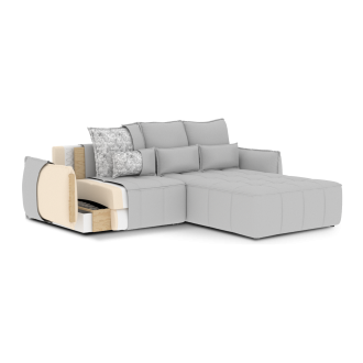 Canapé d'angle LUCAS convertible 4 places vert tissu – gauche – 265x196cm 