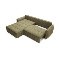 Canapé d'angle LUCAS convertible 4 places vert tissu – gauche – 265x196cm 