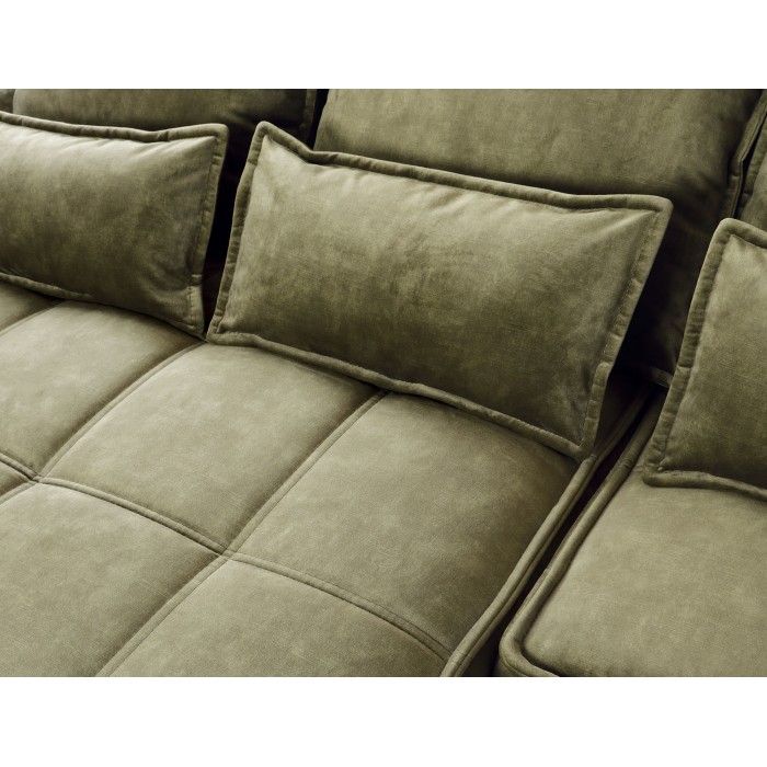 Canapé d'angle LUCAS convertible 4 places vert tissu – gauche – 265x196cm 