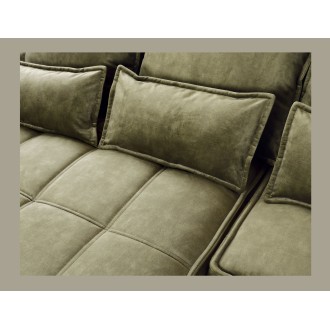 Canapé d'angle LUCAS convertible 4 places vert tissu – gauche – 265x196cm 